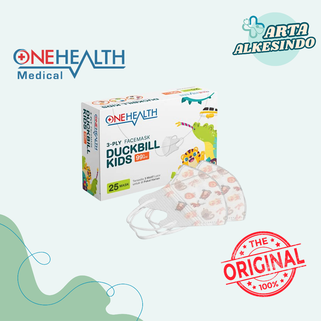 Masker Duckbill Anak OneHealth isi 25pcs / Masker Anak Duckbill