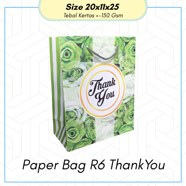 

PAPERBAG R6 THANK YOU MOTIF BUNGA UKURAN 20X11X25/ TAS KADO/ GOODIEBAG/ PAPERBAG PREMIUM/ GIFT BAG/ PAPERBAG SOVENIR