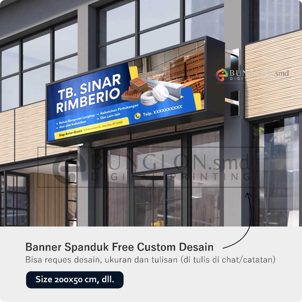 Banner Spanduk Toko Bangunan Free Custom Desain