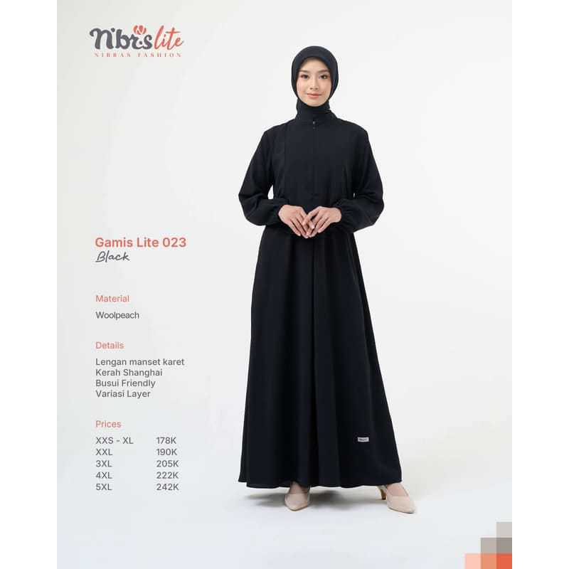 Gamis Nibras Lite 023 Muslimah Wanita Terbaru/Murah/Gamis Hitam
