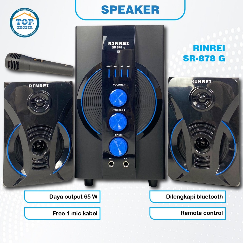 SPEAKER BLUETOOTH KARAOKE RINREI SR-878G WITH BONUS MIC - TERMURAH