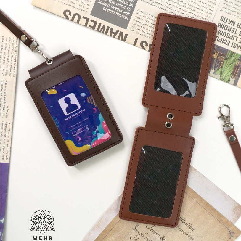 

Mehr Armon Name Tag Tempat Id Card Holder Kulit Lanyard Tali Pria Wanita Gantungan Kartu Premium