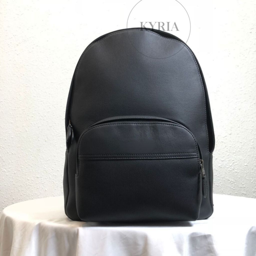 TAS PRIA CH BACKPACK CHARLES FULL LEATHER BLACK PLAIN UNISEX FASHION 49313
