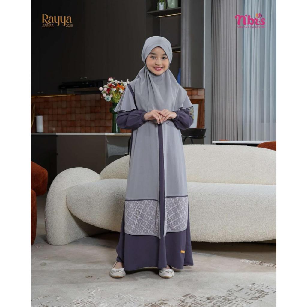 Nibras Dress Kids Gamis Anak Perempuan Tanggung Set Baju dan Hijab - Ivory