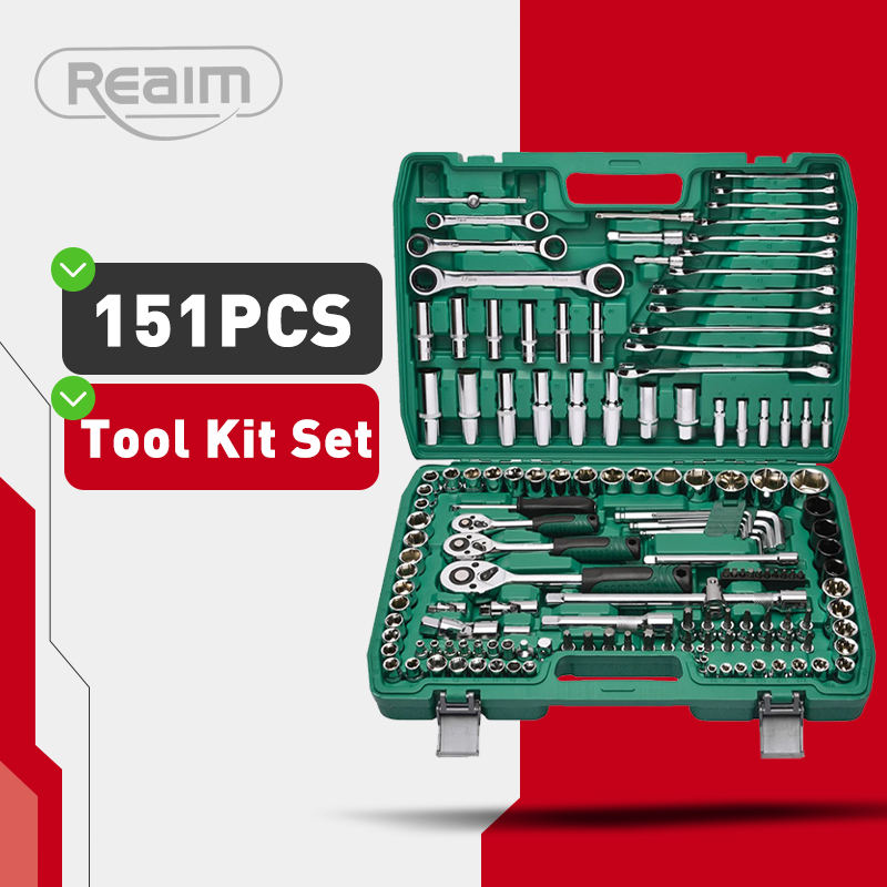 Reaim Kunci Set Lengkap 151Pcs Kunci Set Kunci Sok Toolkit Set Tool Box Set Lengkap