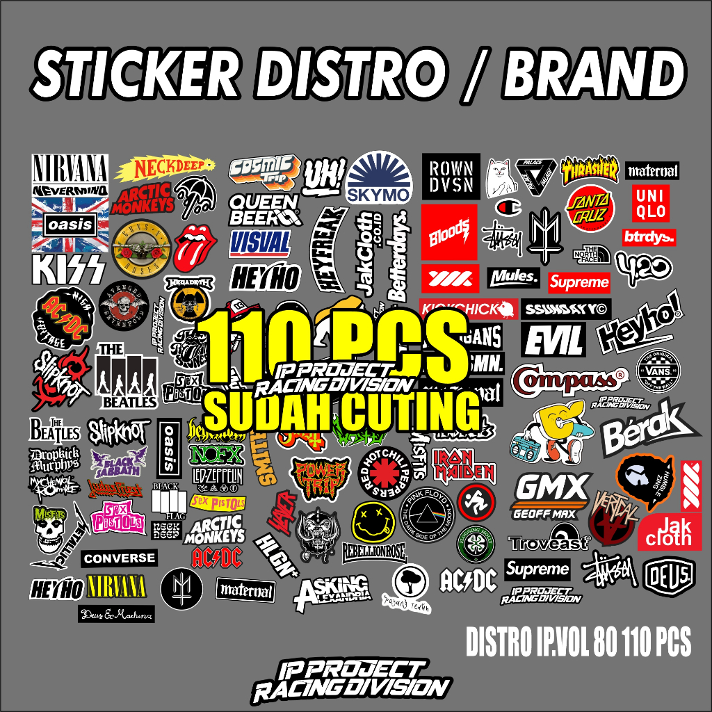 

Stiker pack DISTRO 110 pcs Stiker brand meme Stiker tumbles isi banyak berkualitas keren VOL80