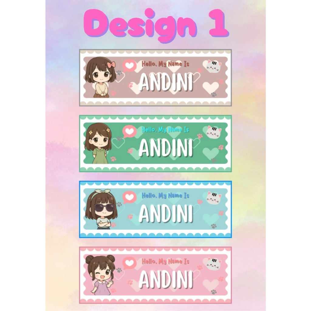 

Stiker nama lucu custom motif cewe