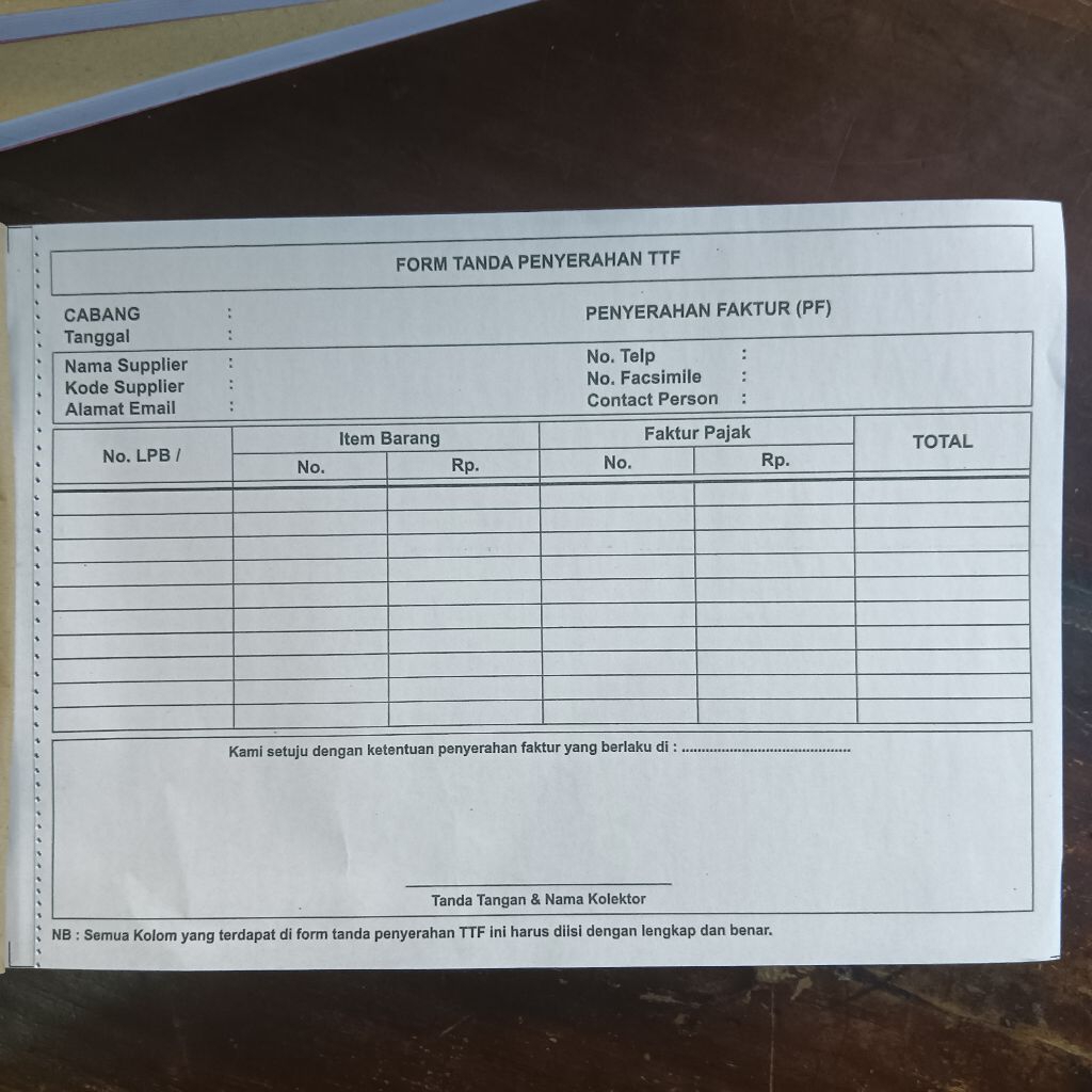 

NOTA TTF sudah jadi. isi 50 lembar @ 2 rangkap