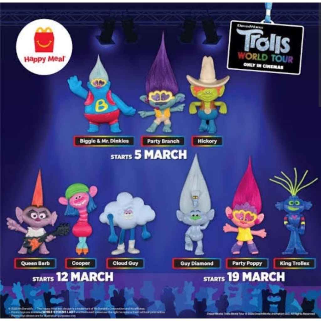Mainan Happy Meal McD Trolls World Tour