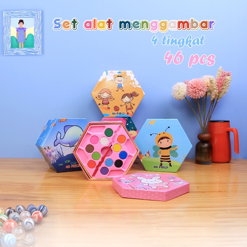 

SEJAHTERA SELALU - Alat Lukis Set 46 pcs Crayon Mewarnai Pensil Krayon Warna Alat Menggambar atau Mewarnai