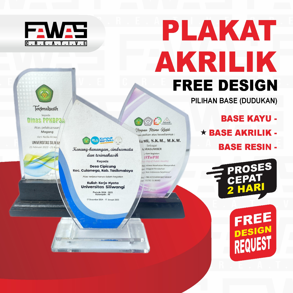 PLAKAT AKRILIK PRINTING CUSTOM UNTUK HADIAH KKN / KELULUSAN / PERPISAHAN