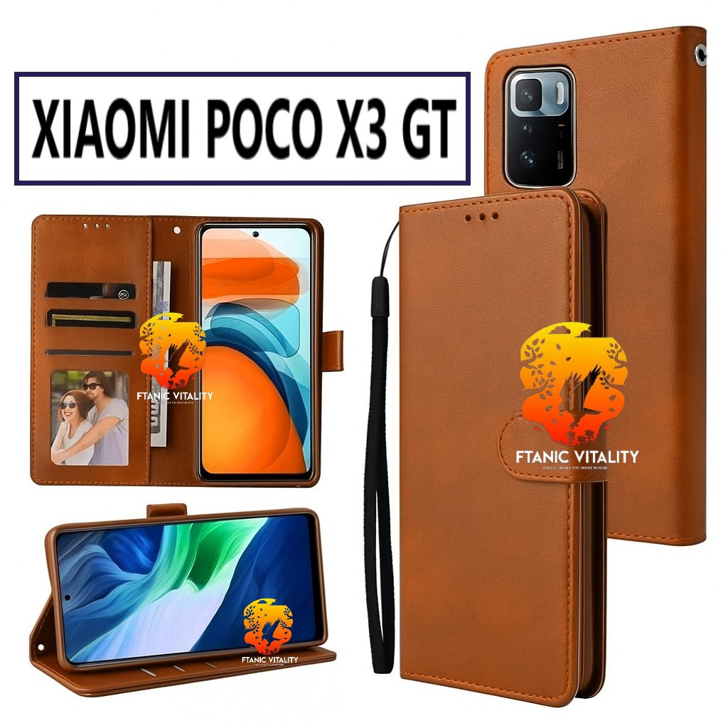 FLIP LEATHER CASING XIAOMI POCO X3 GT CASE KULIT FLIP WALLET LEATHER DOMPET KULIT PREMIUM SARUNG BUK