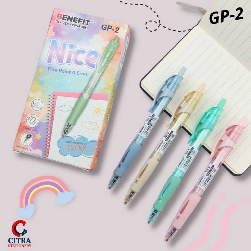 

Pen Pena Pulpen Benefit Nice GP-2 Tinta Hitam - Per Pcs