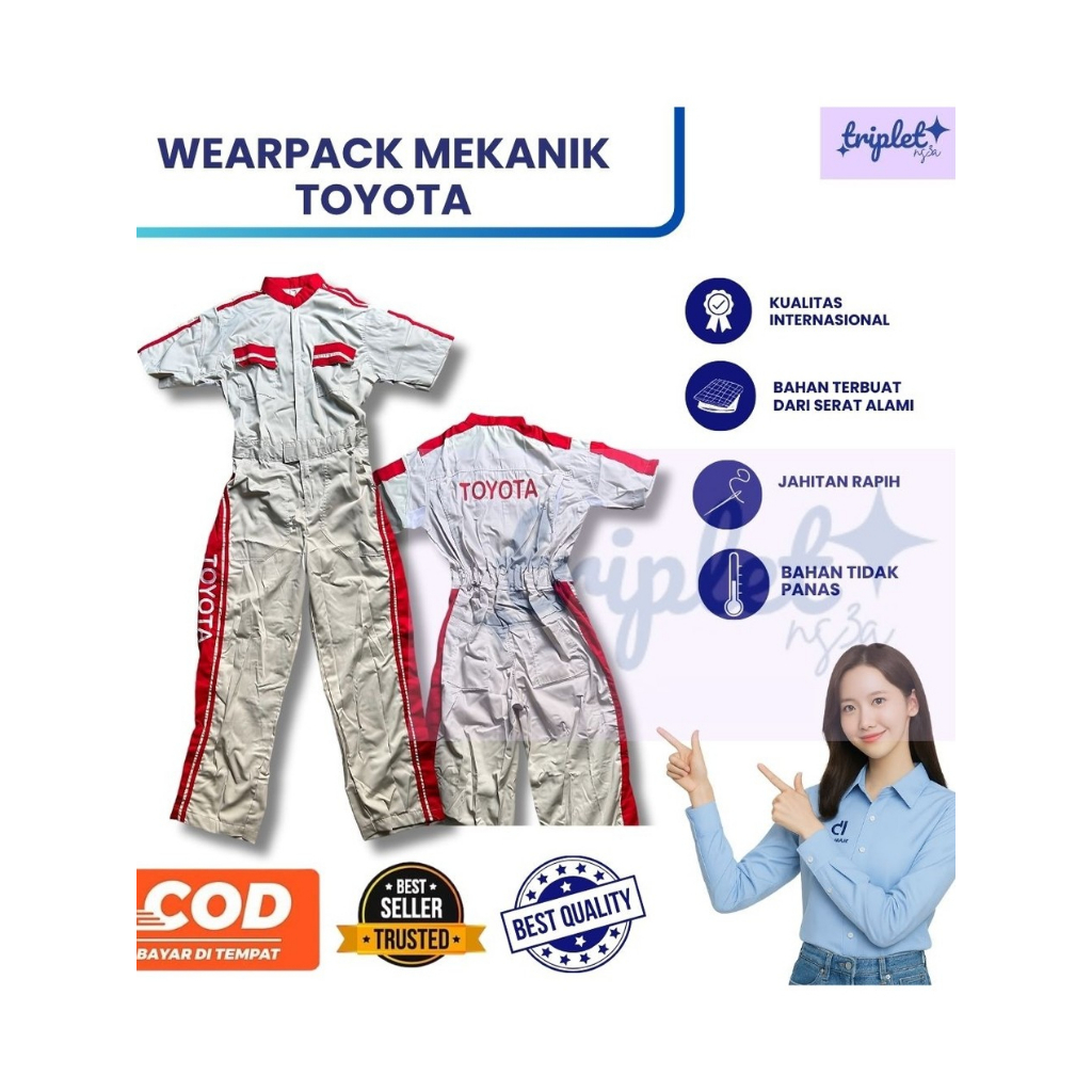 Wearpack Toyota Mobil | Wearpack Safety | Seragam Bengkel | Seragam Pria Toyota | Seragam Mekanik