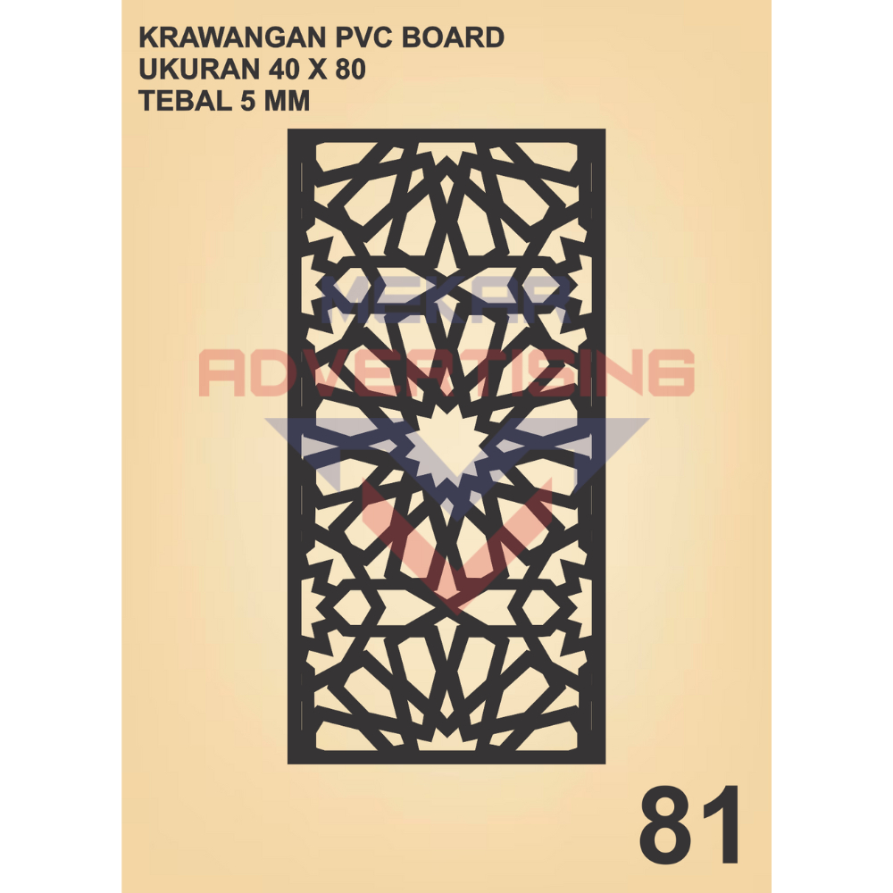 KRAWANGAN PVC BOARD HITAM  / ORNAMEN PVC FOAM BOARD HITAM TEBAL 5MM MODEL 81 UKURAN 40X80