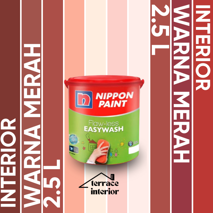 Cat Tembok Nippon Paint Flawless Easywash Interior Warna Merah 2.5 Liter