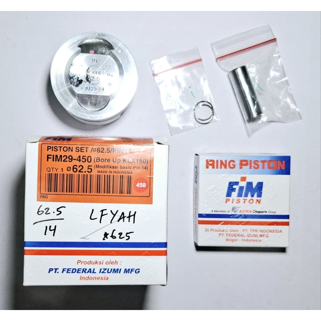 Piston kit / Seher Fim KLX 150 ukuran 62,5 pen 14