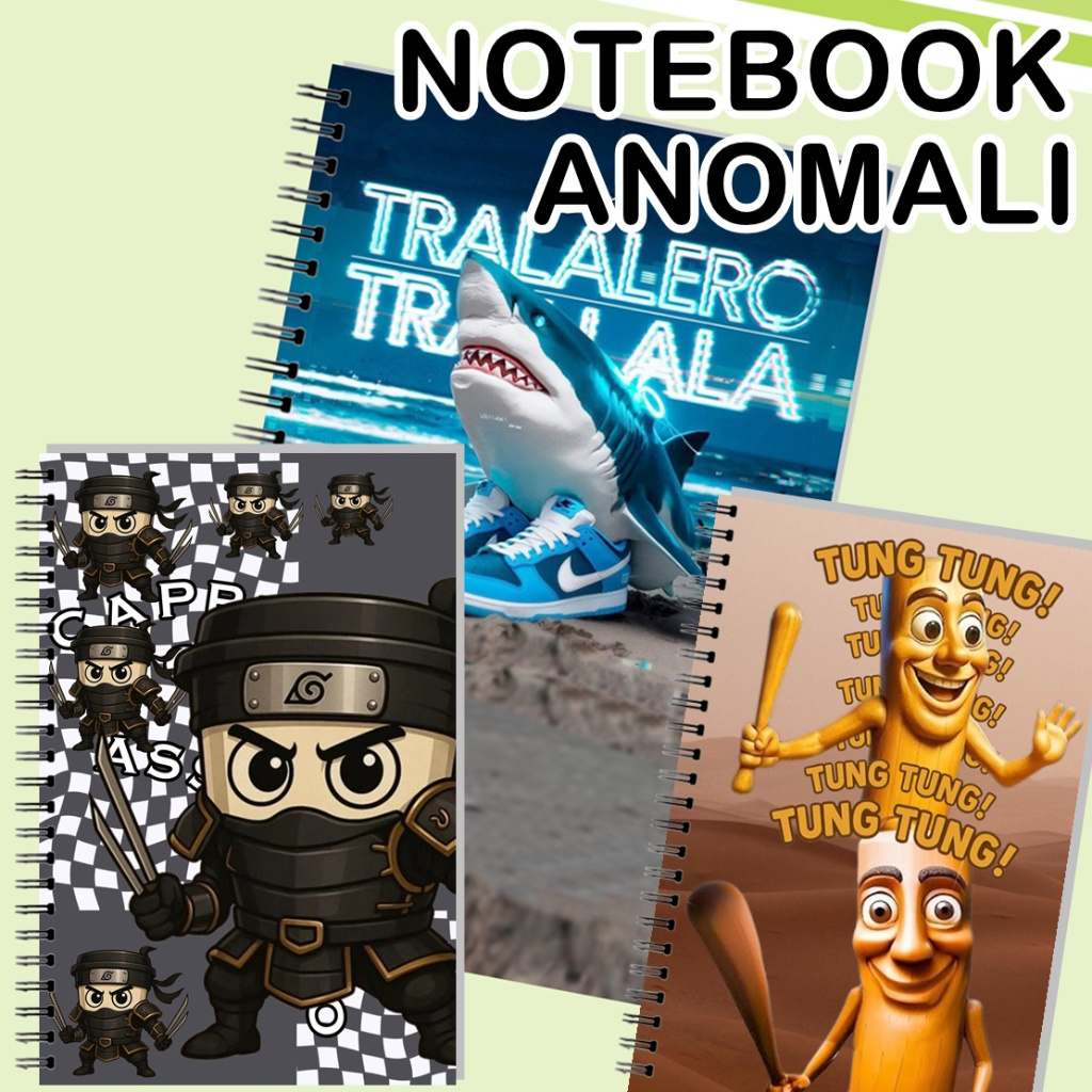 

Notebook Anomali Italian Brainrot Karakter Viral Buku Spiral Anomali Tung Tung Tung Sahur Ballerina Cappucina Bombardino Crocodilo A6