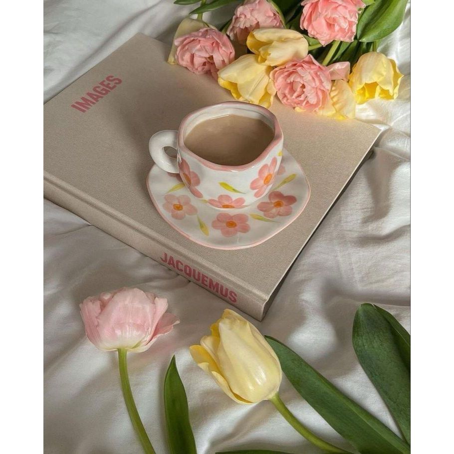 Set Cangkir Estetik Keramik / Gelas Kopi Teh