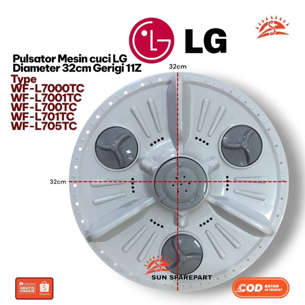 pulsator mesin cuci LG gerigi 11Z Diameter 32cm WF-L7000TC WF-L7001TC WF-L700TC WF-L701TC