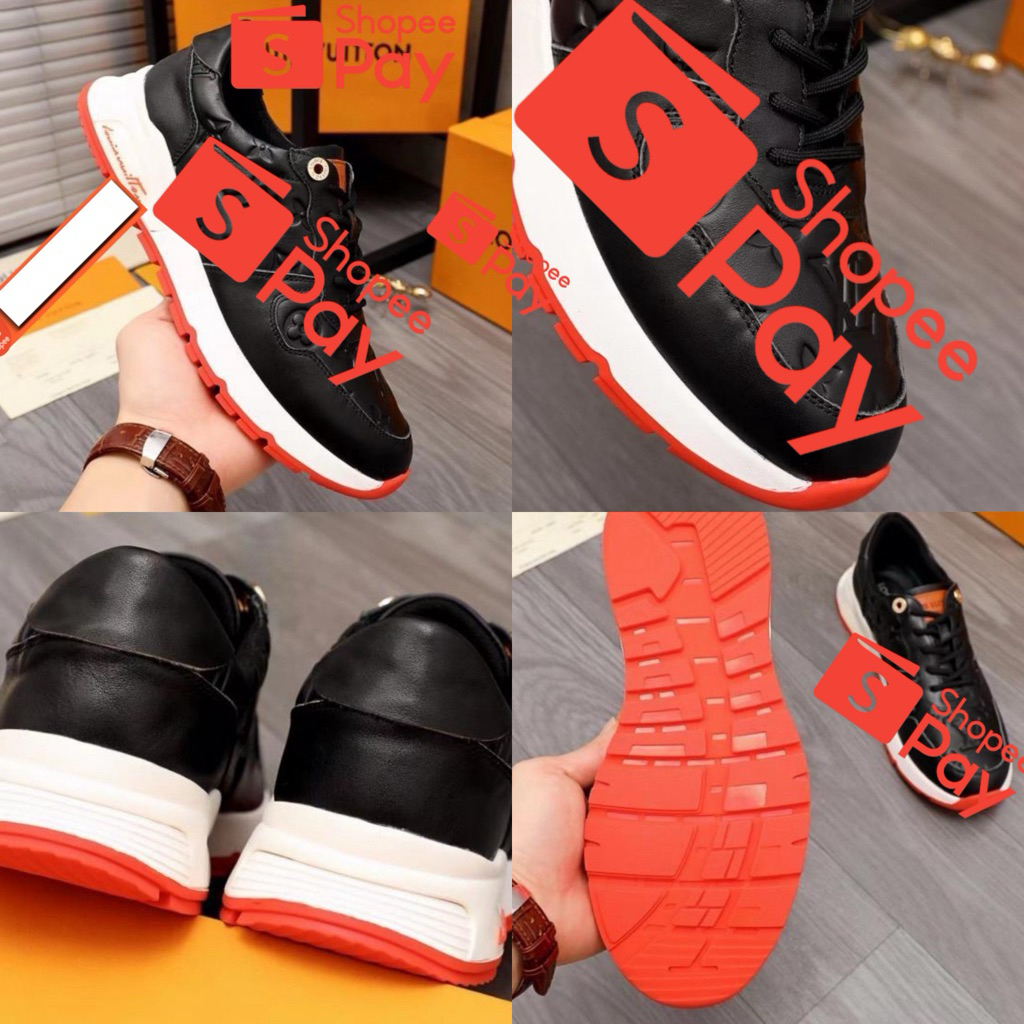 SEPATU PRIA SNEAKERS HITAM KULIT SEPATU COWOK KEREN SEPATU JALAN JALAN 3088-5