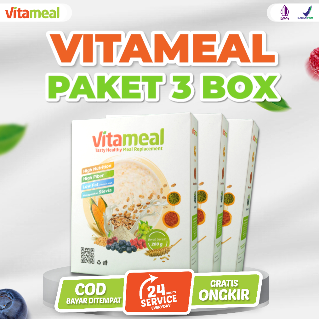 

VITAMEAL 3 BOX Sereal Tinggi serat Menjaga Pengganti makanan dan sumber energi - Paket 3 Box