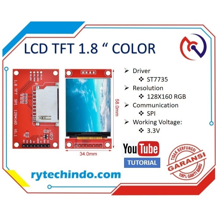 LCD TFT 1.8" SPI ST7735 128*160 pixel RGB FULL COLOR