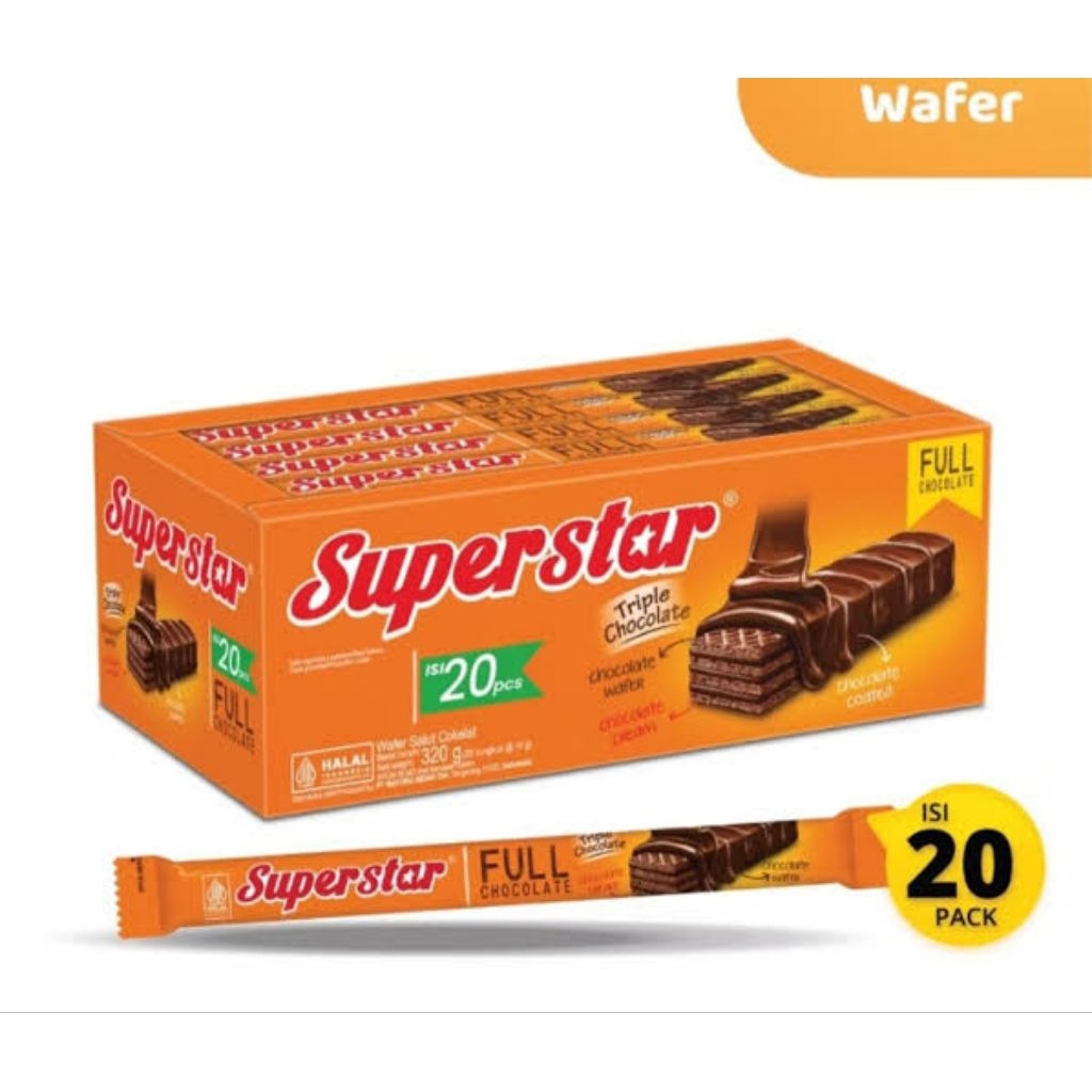 

Superstar Triple Chocolate Wafer Salute Cokelat Isi 20 Bungkus x 12,5 gr