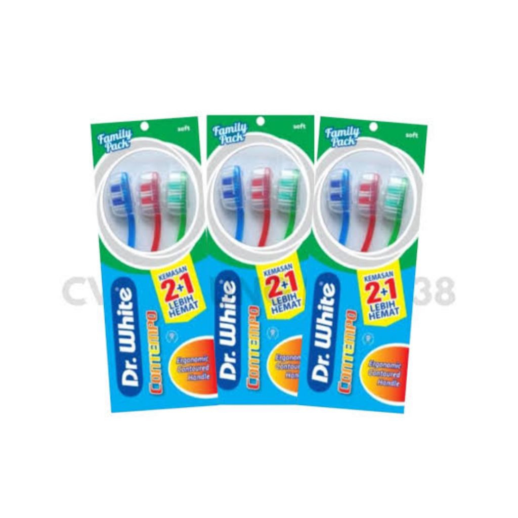 Sikat Gigi DR.White Contempo 2+1 Family Pack Lebih Hemat