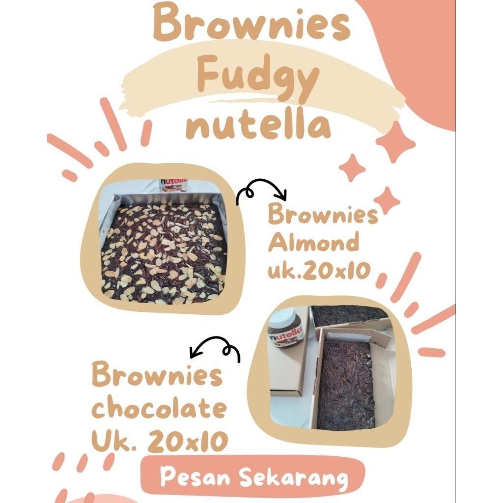 

FUDGY BROWNIES NUTELLA ENAK /BROWNIES CHOCOLATE PREMIUM SIZE 20X10 CM