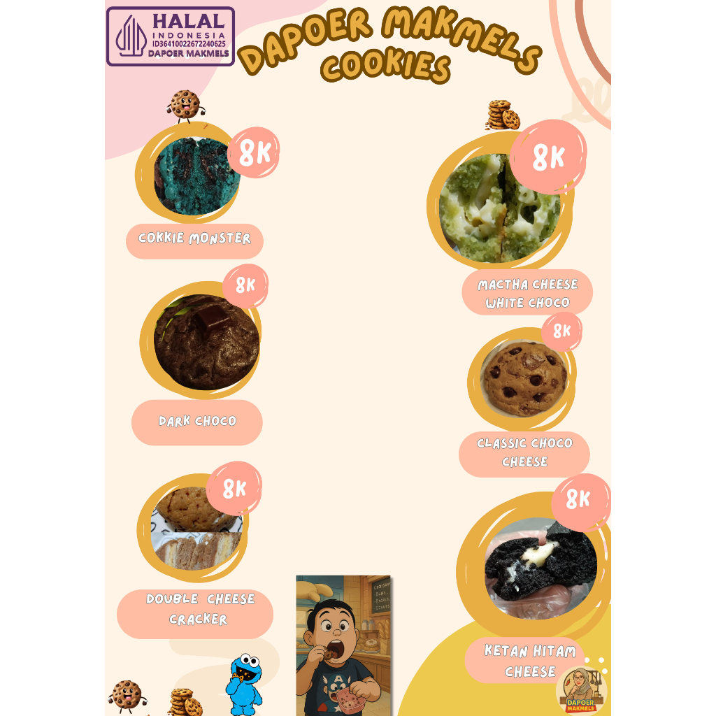 

Dapoer Makmels Soft cookies 75gr lebar 8cm