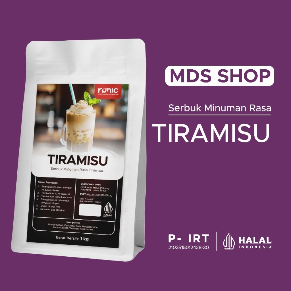 

RuNiC Bubuk minuman premium Tiramisu 1kg