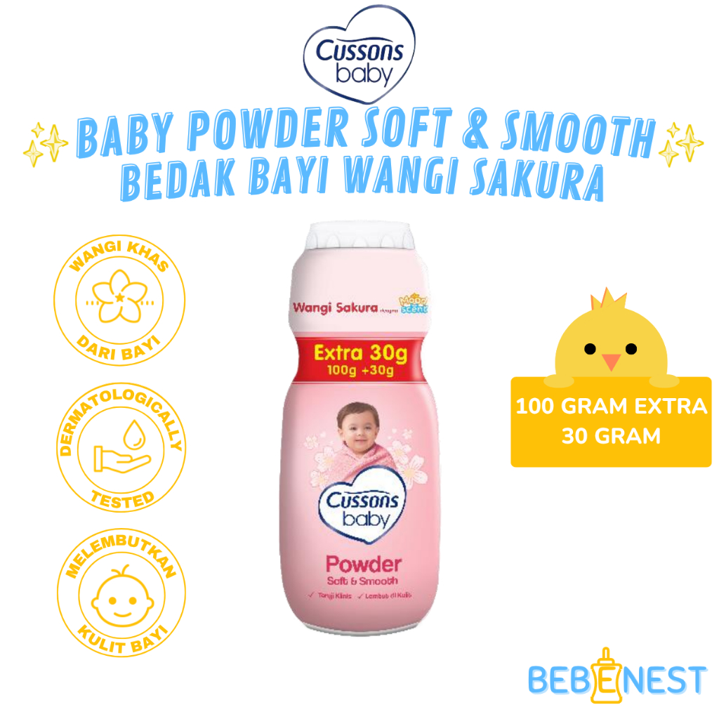 Cussons Baby Bedak Bayi Lembut dengan Wangi Sakura 100g + 30g Extra