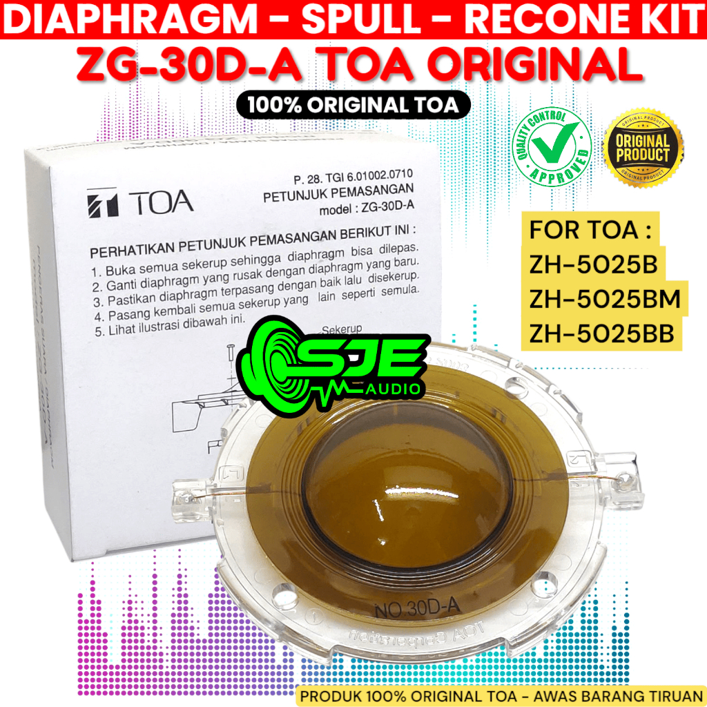 DIAPHRAGM SPUL TOA ZG-30D-A 25W SPULL TOA ZG30DA 25 W FOR CORONG SPEAKER ZH-5025B ZH-5052BM ZH-5025B