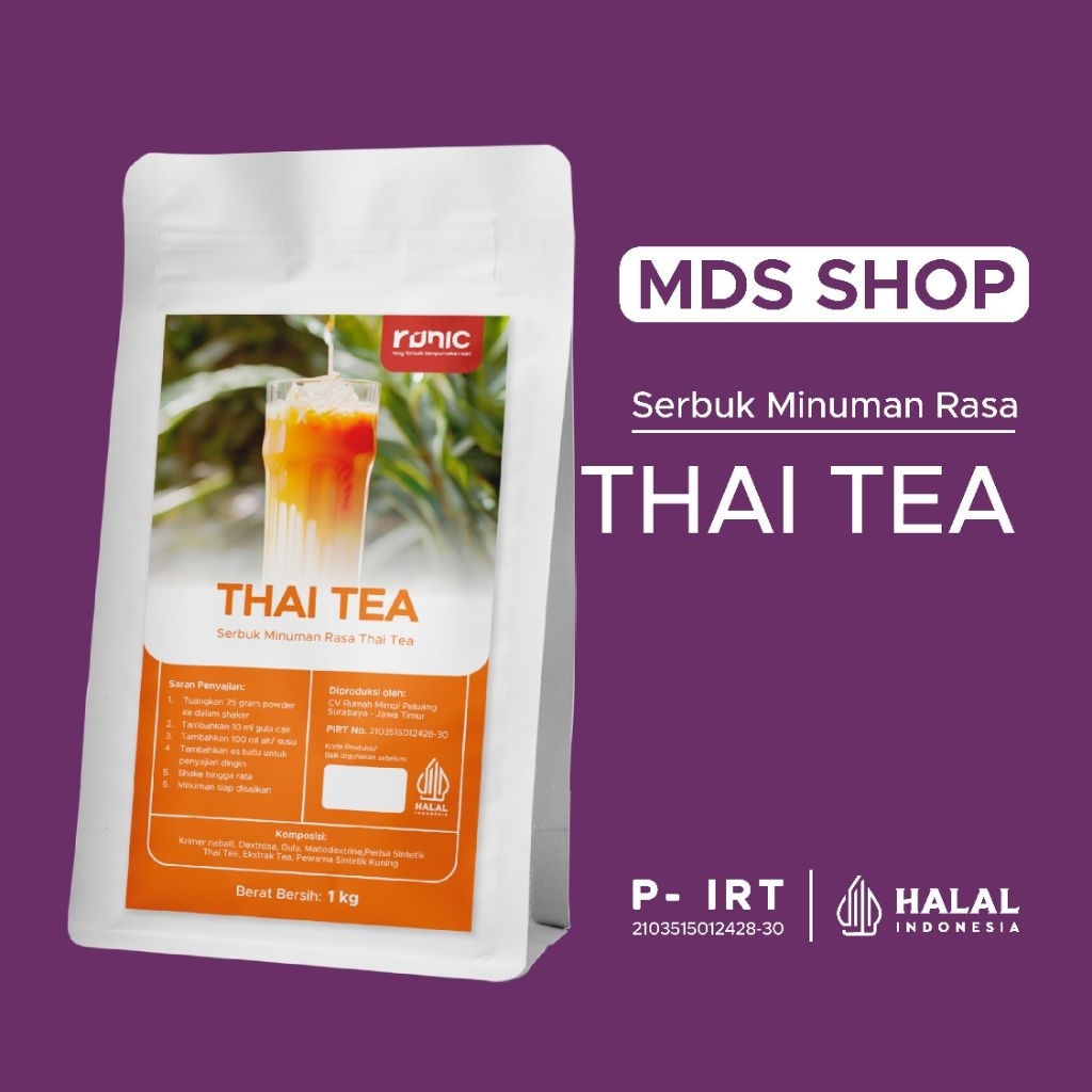 

Bubuk Minuman Bubble Powder Drink rasa THAI TEA Runic 1kg