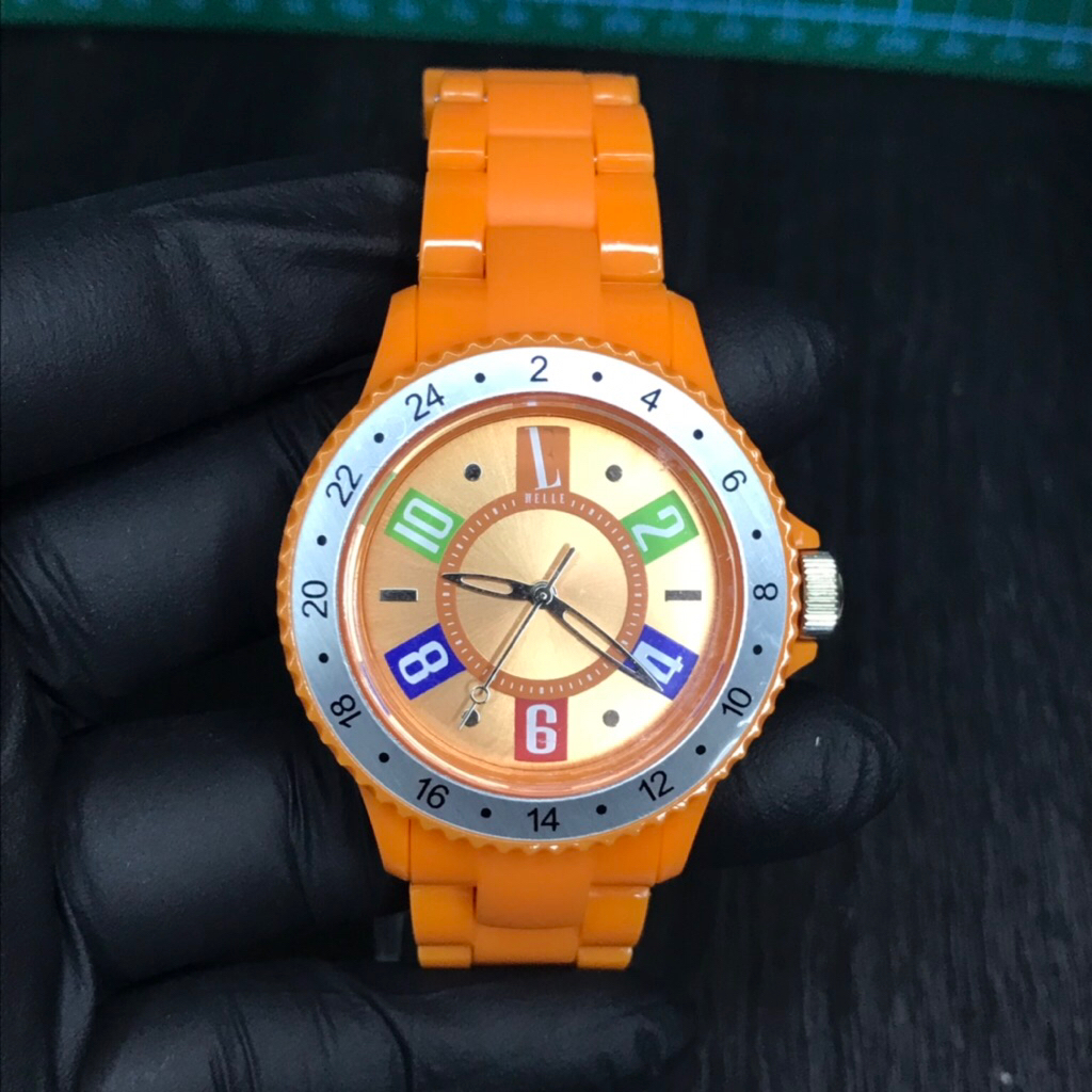 Jam Tangan Original L by Elle Watch Model LE50002P06 Orange Plastic