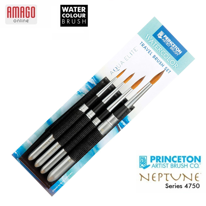

Kuas PRINCETON Aqua Elite Watercolour Brush - 4 pcs Round Travel Set