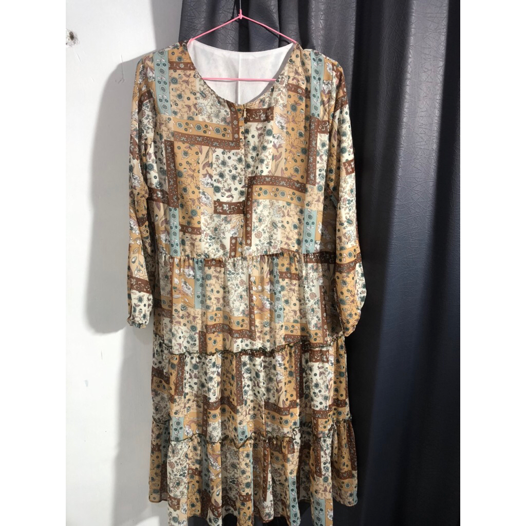 tunik motif etnik sifon full furing