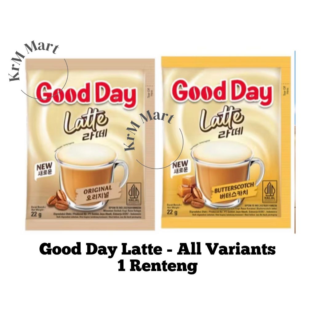 

Good Day Latte All Varian 1 renteng renceng isi 10 sachet rasa Butterscotch Original butter scotch korea late