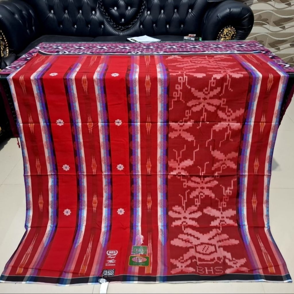 Sarung BHS Royal JSI Silver Lawas Sutra Spunsilk Merah Cabe Songket Jaquard ATBM Limited