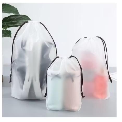 AZ  Tas travel pouch plastik serut brown / Tas kecil serbaguna waterproof ukuran besar