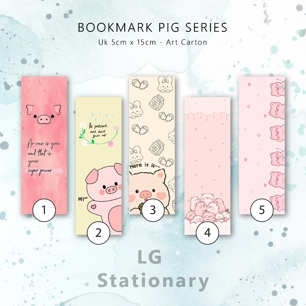 

Pembatas Buku Pig Series Aesthetic / Bookmark 5 x 15 (Set)