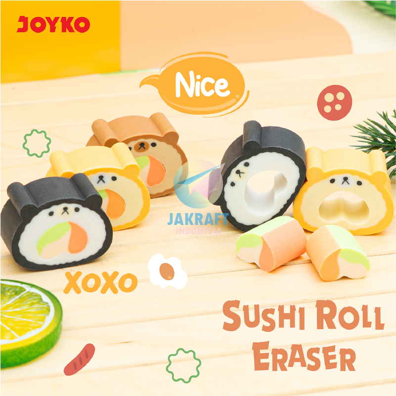 

(1 Set) Penghapus Pensil Sushi Roll JOYKO ER-153 Segala Pensil Dust Clean Lucu Fancy Erasing Free Karet Rubber Eraser Pasti Bersih Tanpa Ampas