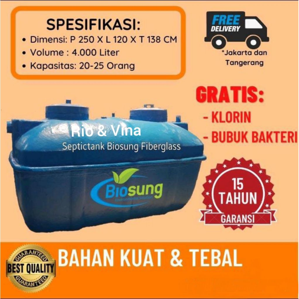 Septictank Biosung 4000 Liter - Biotech - Biofil - Biofilter - Biotank RC 04 - Bioseptictank - Fiber