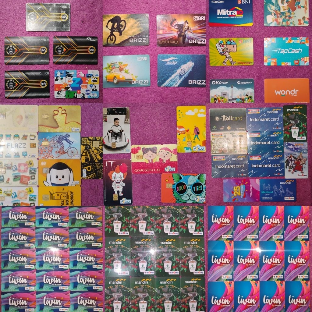 E-Money E-Toll Card Mandiri BCA BRI untuk TOLL TRANSJAKARTA KRL MRT LRT