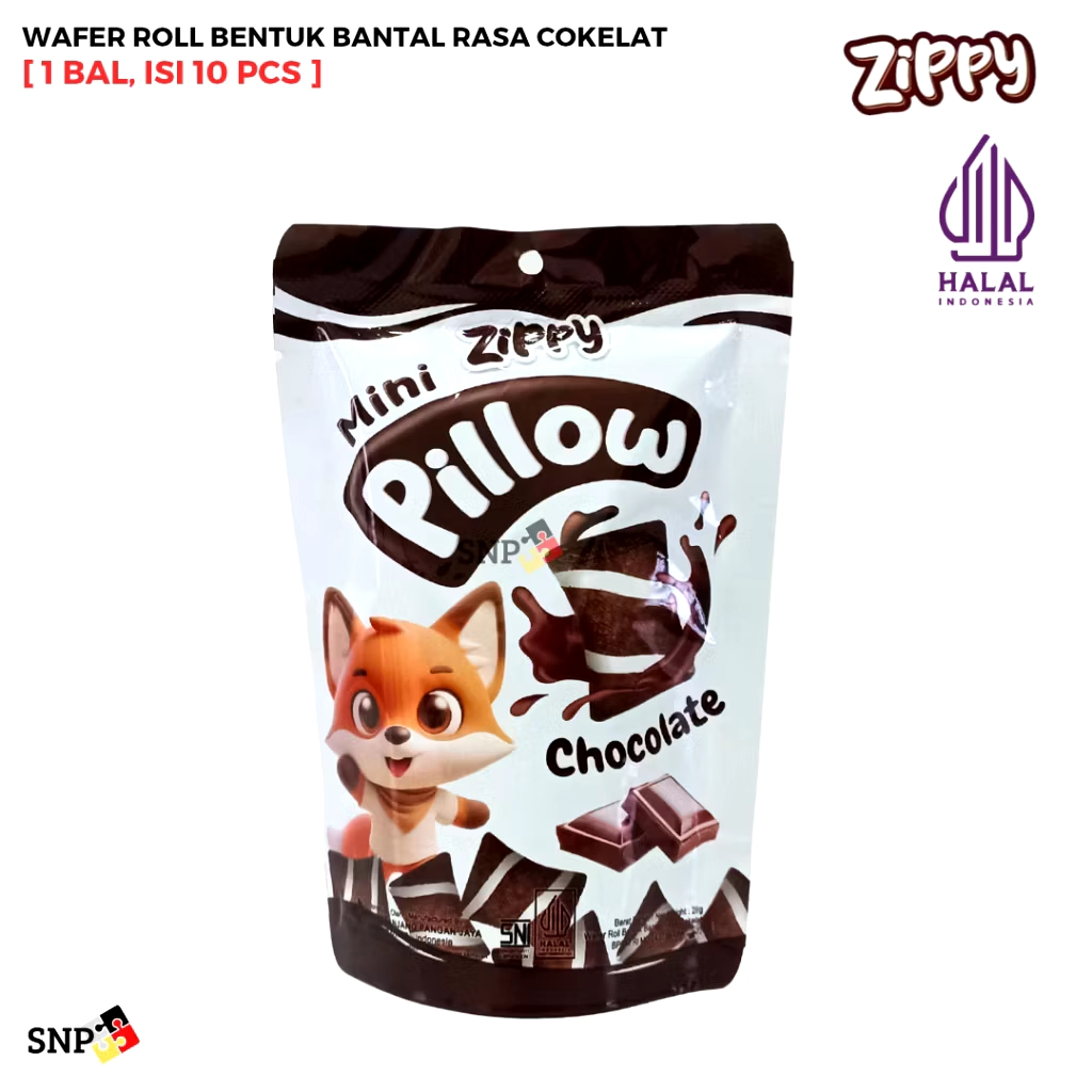 

ZIPPY MINI PILLOW POUCH Wafer Roll Bentuk Bantal