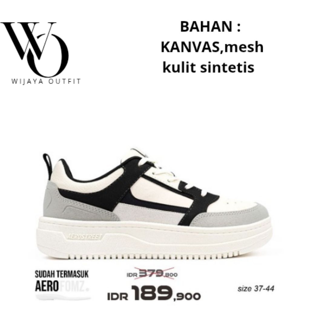 AEROSTREET 37-44 SEPATU SNEAKERS PRIA SEPATU PRIA BROOKLYN NATURAL HITAM PUTIH ABU