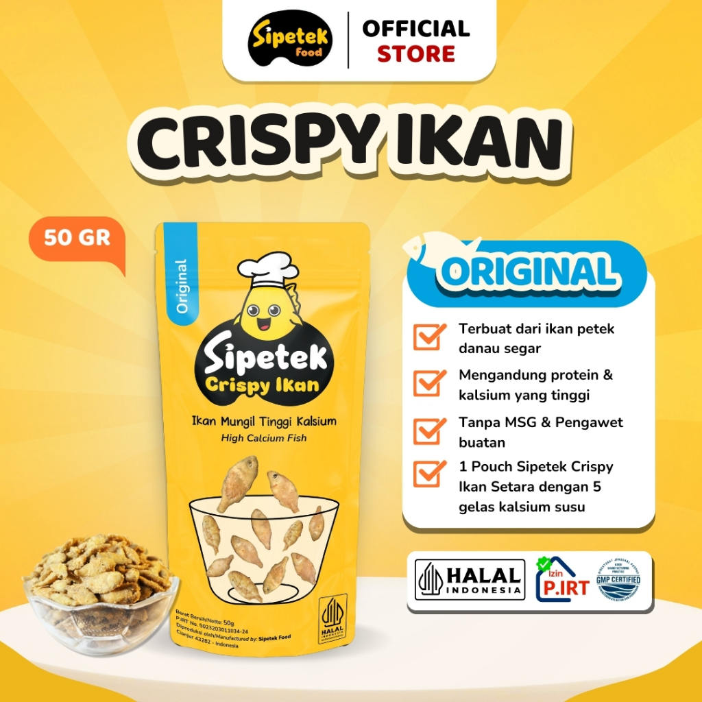 

Crispy Ikan Baby Fish Goreng (Ikan Petek) Pouch 50gr Sipetek Food