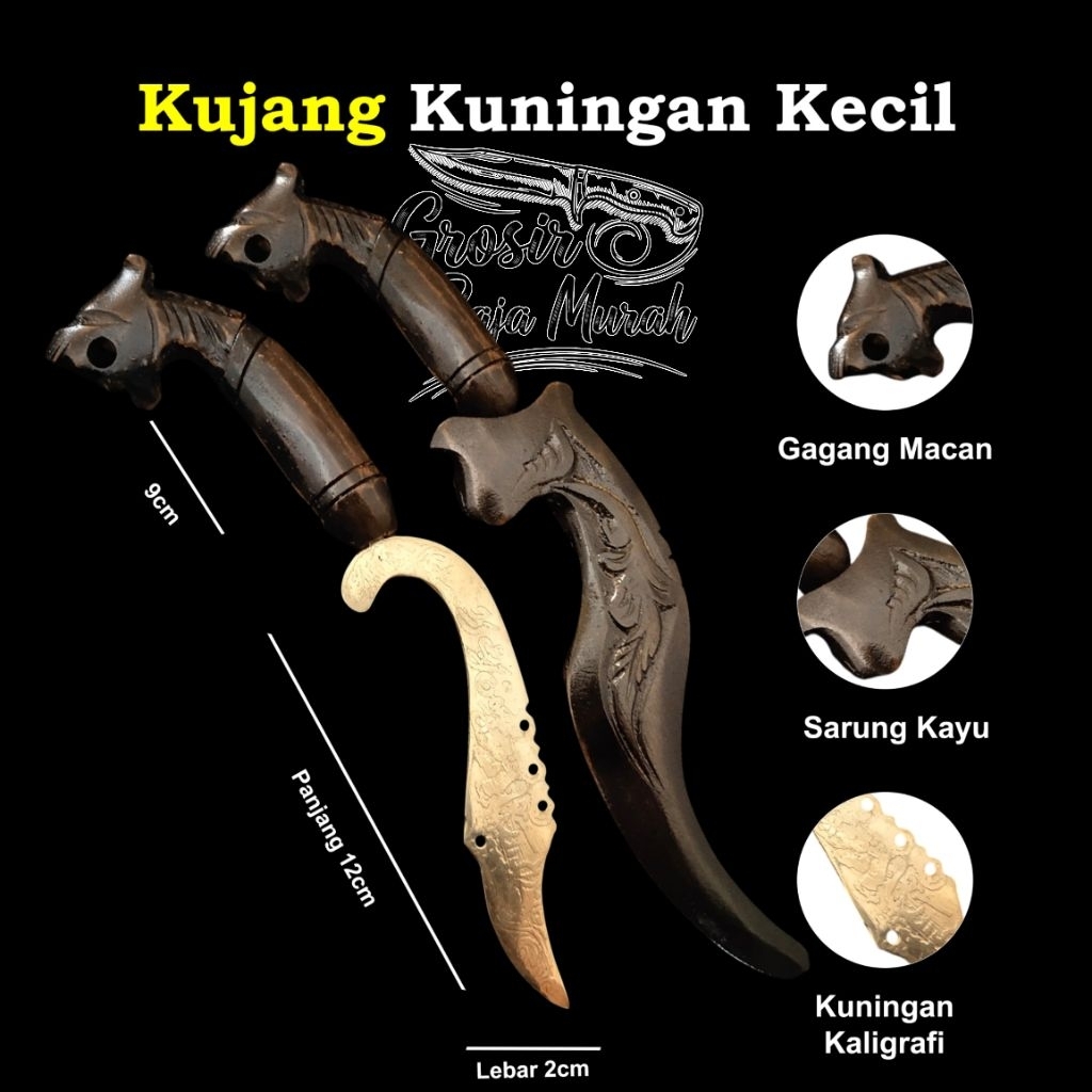 kujang kuningan kaligrafi motif ukiran