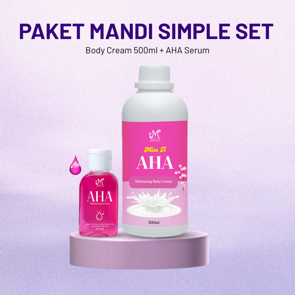 

PAKET Whitening body cream 500ml + AHA Serum pink 30ml Paket body bleaching botol BPOM